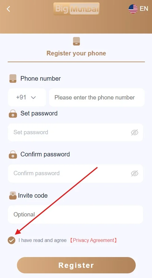 tick the privacy agreement box